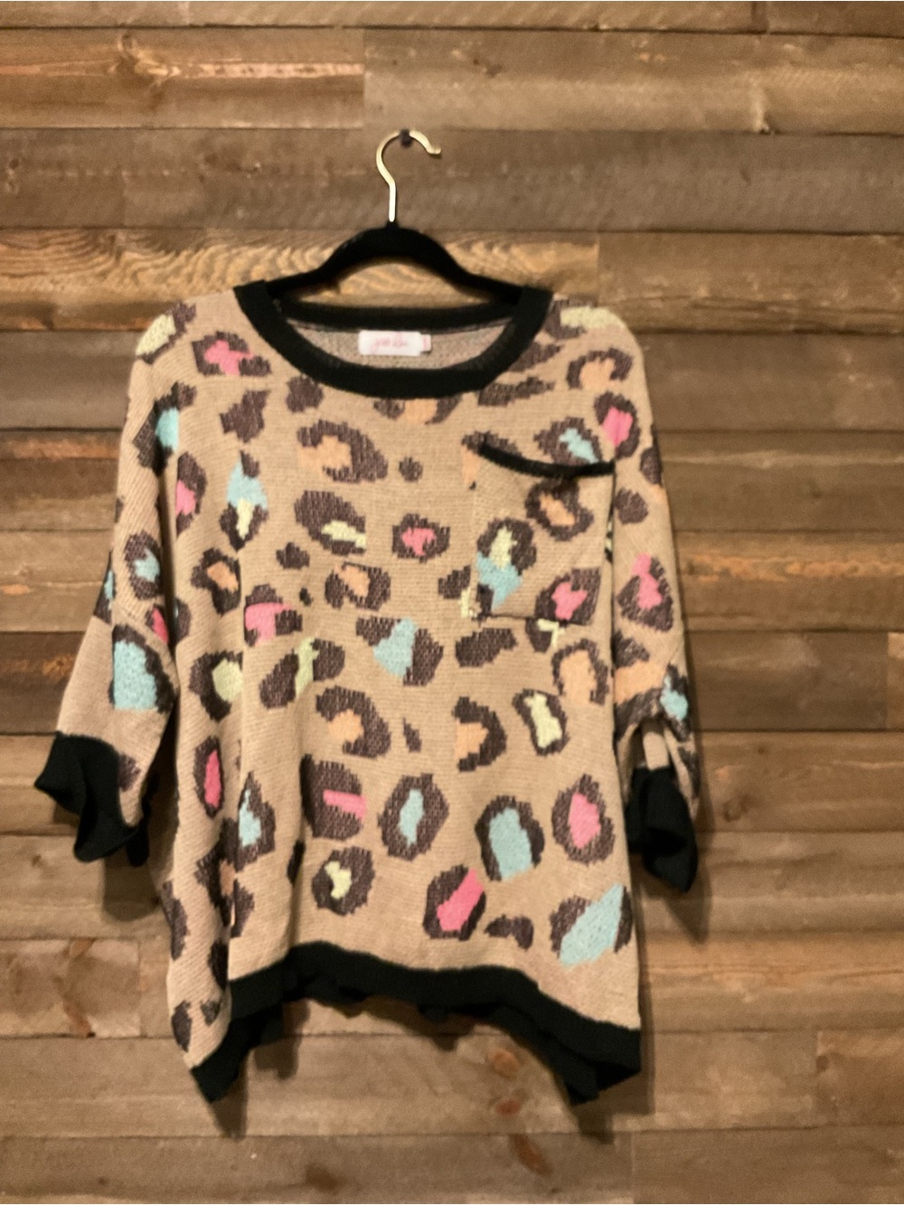 Jess Lea Colorful Leopard Print Lightweight Sweater Women’s Size L/XL